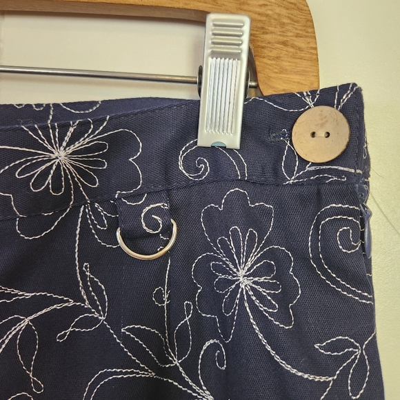 Maison D'Amelie Navy Floral Cropped Wide Leg Pants Womens Size Small New - Picture 3 of 11